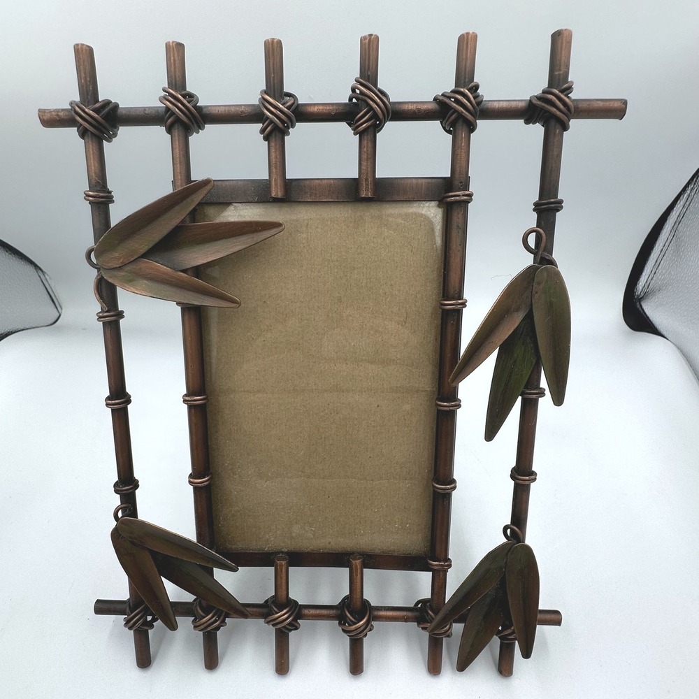 Sheridan Metal Bamboo Photo Frame 4x6 Copper Bronze Leaf Chinoiserie Asian Decor